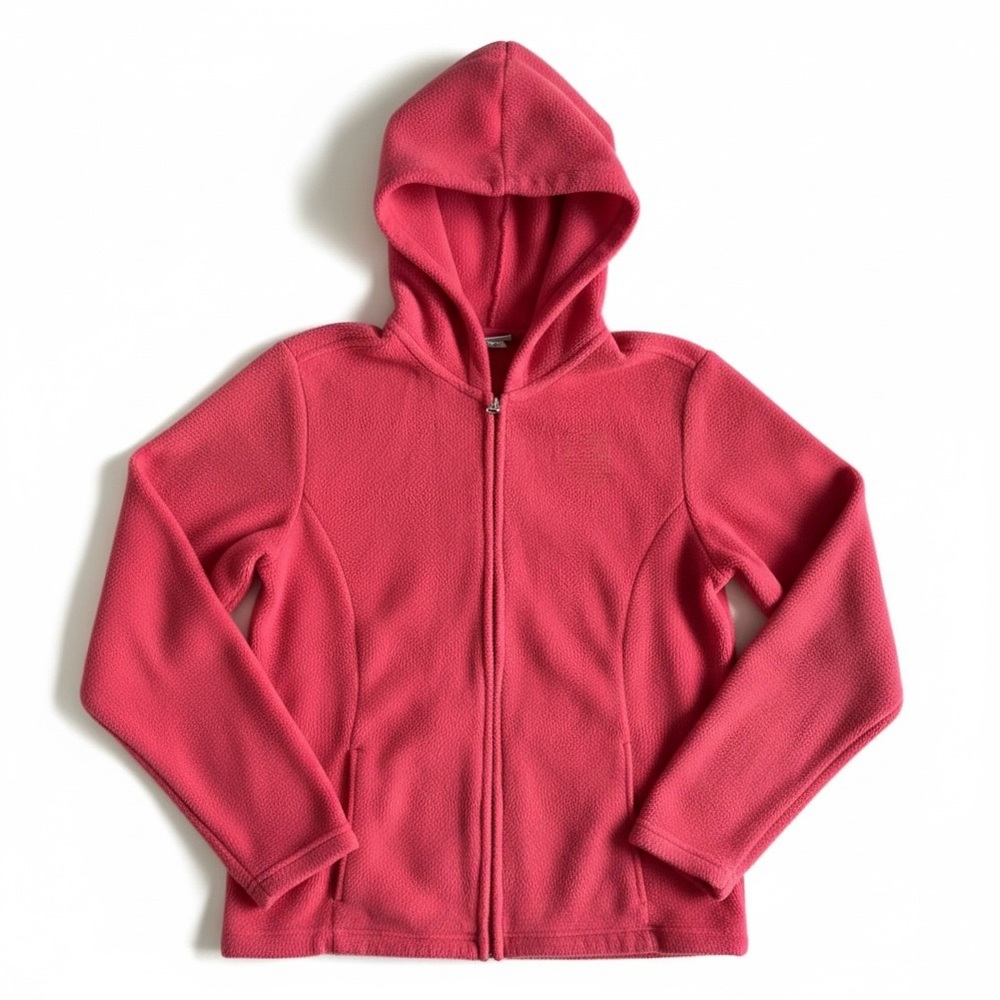 L.L. Bean Polartec Full Zip Fleece Jacket Hooded Winter Outdoor Hike Pink Red S